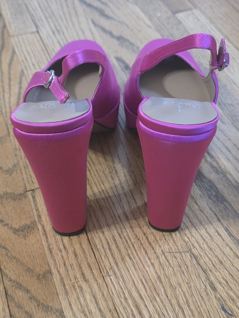 Linea Paolo Ivie Hot Pink Satin Slingback Platform Pumps Size 9.5 - Picture 3 of 7